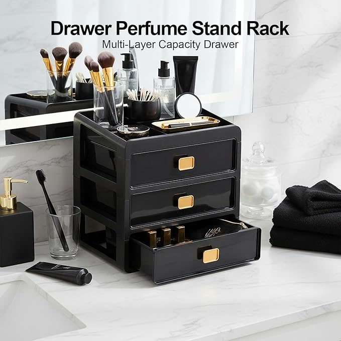 Cologne Organizer for Men,Cologne Stand with 3 Drawer,Nightstand Organizer,Cologne Shelf,Dresser Drawer Organizers,Organizador de Perfumes,Perfume Stand Organizer for Bedroom,Four Layer