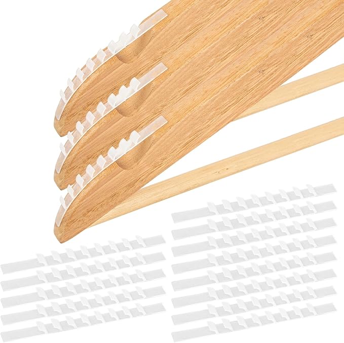 Azure Zone, 100 Pack Non Slip Hanger Grips for Wood Hangers Clear Rubber Grip Adhesive Clothe Strip 2.8 x 0.275 Inch