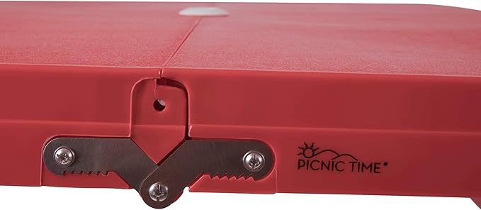 Picnic TIME Portable Folding Picnic Table with Seats for 4, Collapsible Aluminum Table with Benches & Umbrella Hole, Lightweight Foldable Table for Camping, Travel, Backyard, Tailgating | with Umbrella Hole