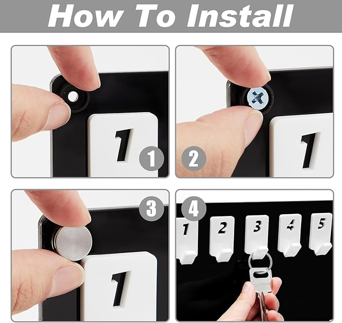 Beeveer Acrylic Key Board with 75 No Hooks Wall Mount Key Rack Holder Hanger Storage Collection for School, Garage, Car Dealer, Office, Hotel, Real Estate(Black)