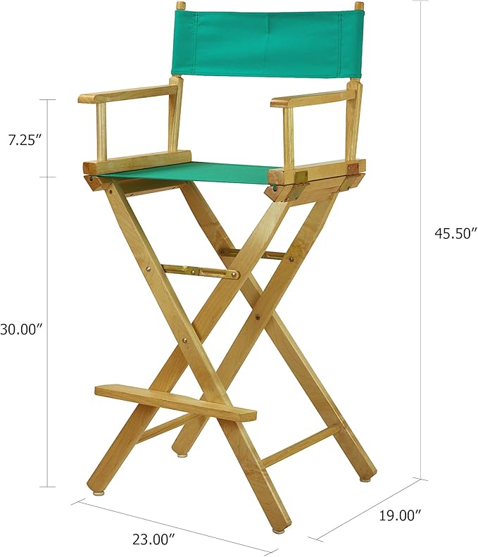 Casual Home 30" Director's Chair Natural Frame-with Teal Canvas, Bar Height