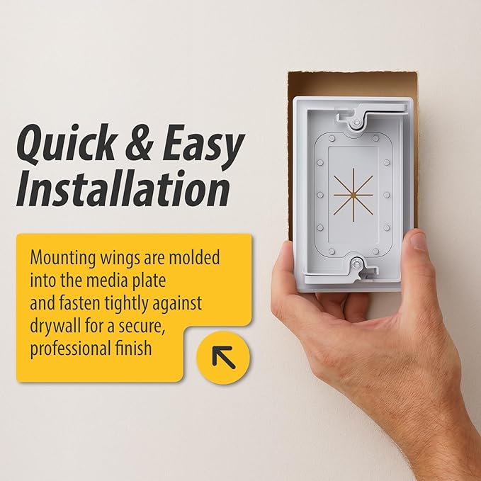 DATA COMM Electronics 45-0014-WH 1-Gang Cable Wall Plate w/ Flexible Opening, Low Voltage Wall Plate,Conceals Up to 6 Cables, Easy Installation,White