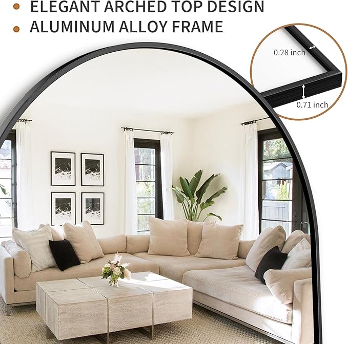 Antok Full Length Over-the-Door Hanging Mirror - Freestanding Wall Mount Leaning Body Mirror for Bedroom Living Room Entryway, 58" L x 20" W, Black