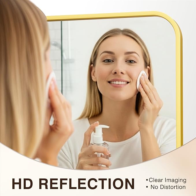 FICTOR Bathroom Mirror, 2 Pack 36"x24" Gold Framed Vanity Mirror for Wall, Shatterproof &Anti-Rust Bathroom Mirrors for Over Sink, Bedroom, Living Room, Entryway, Vertical/Horizontal Mount