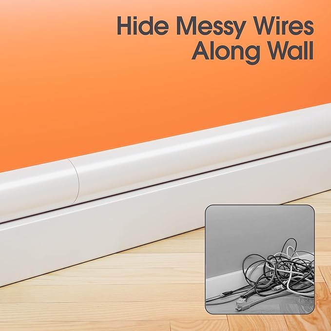 Cord Hider Kit, 56.7in Cord Covers for 2-3 Wires on Wall, Paintable Cable Hider Wire Covers for Cords on Wall, Cable Cover Raceway Cord Hider for Walls Mount Tv, W1.57 H0.59in, White