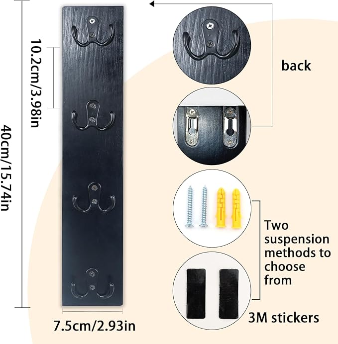 Yohsnor Vertical Key Holder Wall Mount - Stylish Home Decor for Entryway, Space-Saving Hook Rack & Organizer for Keys, Wallets, and More - Ideal for Small Spaces & Versatile Storage Solutions