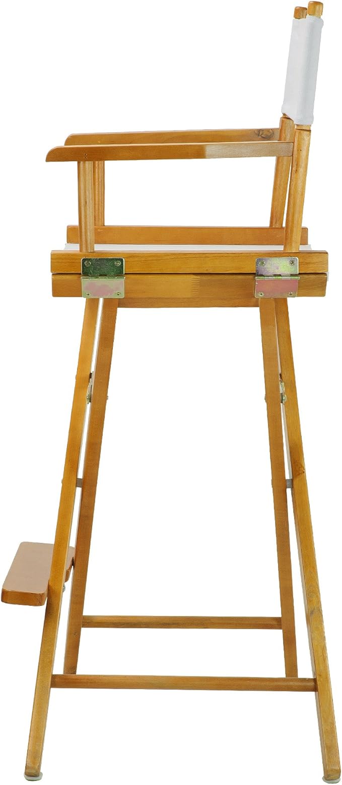 Casual Home 30" Director's Chair Honey Oak Frame-with White Canvas, Bar Height