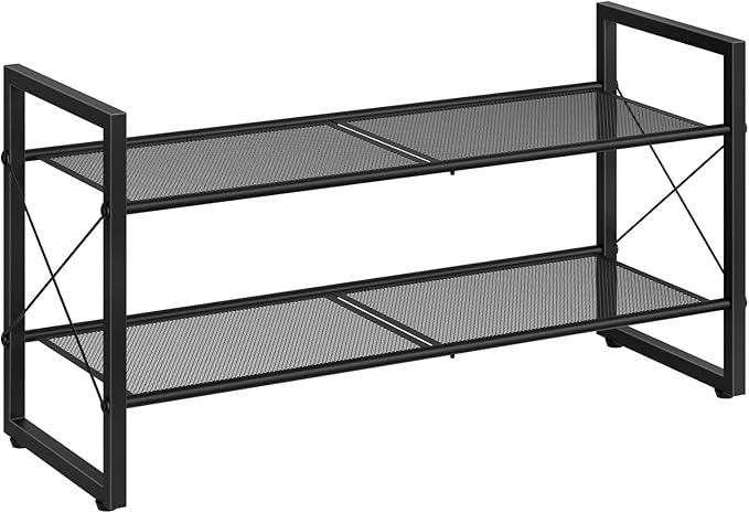 CHOEZON Shoe Rack, 2-Tier Shoe Rack for Closet, Metal Shoe Storage Organizer, Shoe Rack for Entryway, Shoe Shelf with Adjustable Feets, for Entryway, Hallway, Living Room, Bedroom, Black TXJ12BB