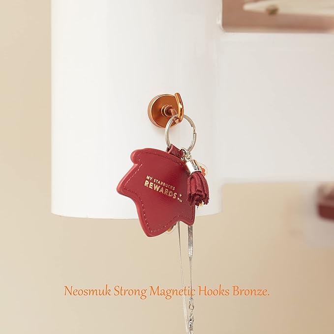 Neosmuk Magnetic Hooks, Heavy Duty 40lb+ Strong Magnet Hook for Cruise Cabins, Cruise Essentials 2026 for Hanging, Metal Wall Refrigerator Hangers (Bronze, 10 Pack)