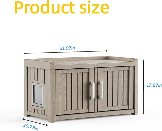 2 Doors Shoe Storage Bench - 2 Side Door Hidden Furniture Cabinet with Storage, Waterproof Entryway Bench with Seat for Indoor Outdoor, Outdoor Shoe Storage for Hallway, Grey