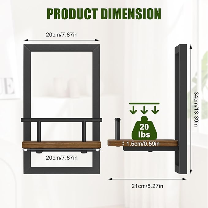 2-Pack Floating Shelves for Indoor Plants, Wall Mounted Storage Shelves for Bedroom, Living Room, Kitchen, Office, Bathroom Decor