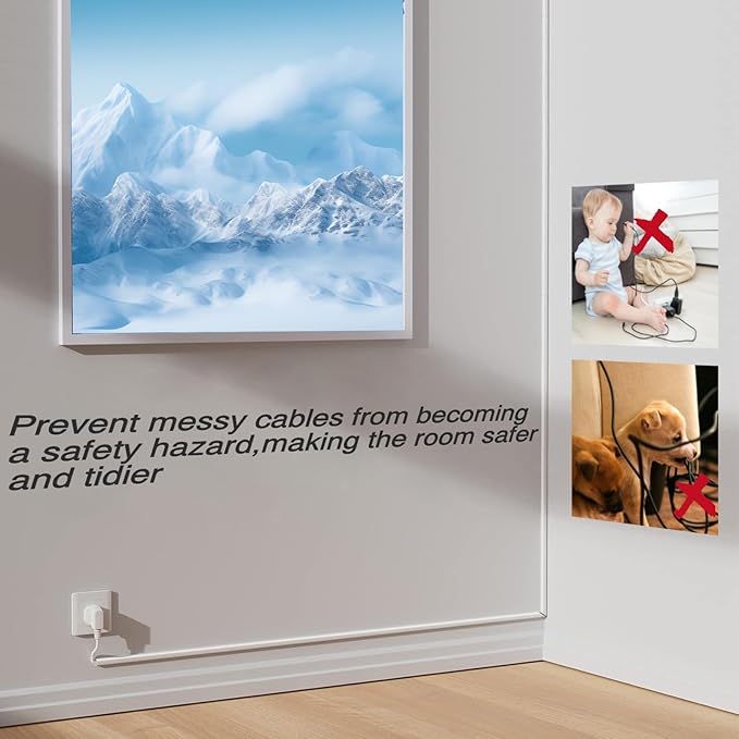 39" TV Cord Hider for Wall Mounted TV, Selfadhesive Wall Cable Hider for 2-3 Cords, Flexible Silicone White Cord Covers Wire Hiders for Cords on Wall,Babyproof Cable Concealer Racewasy Management
