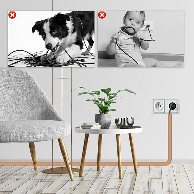 Wall Cord Hider, Flexible Self-Adhesive Wire Cover, Side-Open Cable Raceway for Cords on Wall, Cord Concealer for Mounted TV, Home Theater & Office (Light Brown, Regular-118inch)