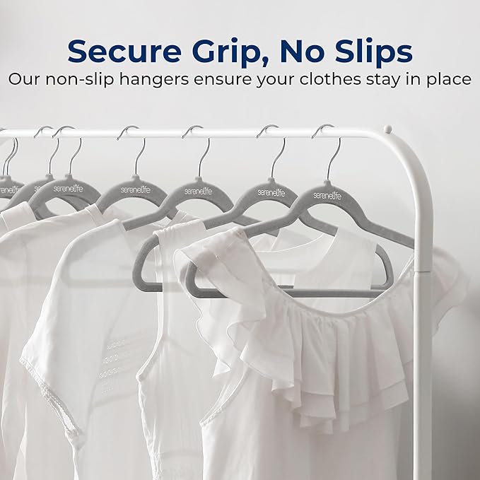 100 Pieces Velvet Hangers - Space Saving Heavy Duty Slim Suit Clothes Hanger Set with 360 Degree Swivel Metal Hook, Can Hold Up to 10 Lbs. for Coats, Jackets, Pants & Dress (Gray)