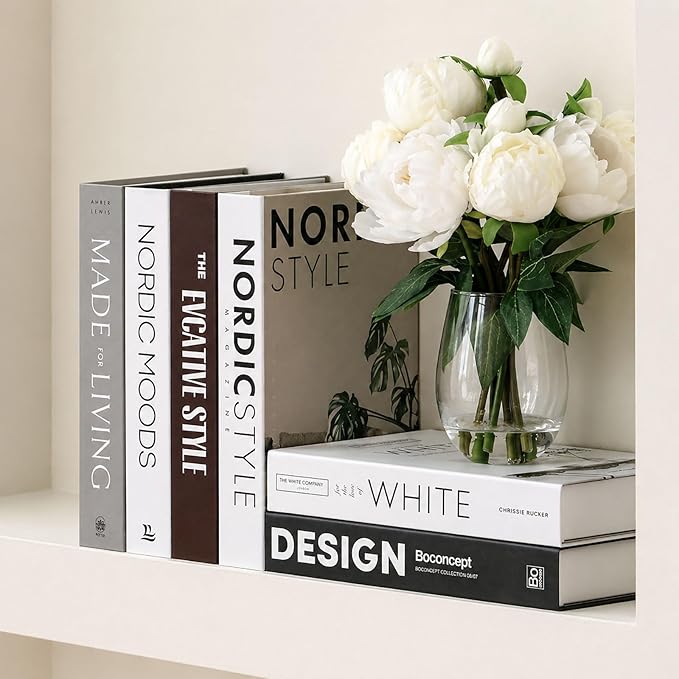 Decorative Faux Books Set of 6 – Modern Luxury Fake Books for Home Decor, Coffee Table & Bookshelf Styling, Aesthetic Stacked Book Decor for Living Room & Entryway