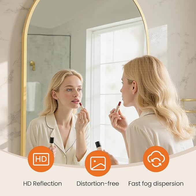Sweetcrispy 22"x30" Arched Gold Bathroom Mirrors for Wall, Bathroom Mirrors for Over Sink, Metal Framed with HD Shatter-Proof Glass for Entryway, Living Room, Bedroom, Dressing Room, Home Decor