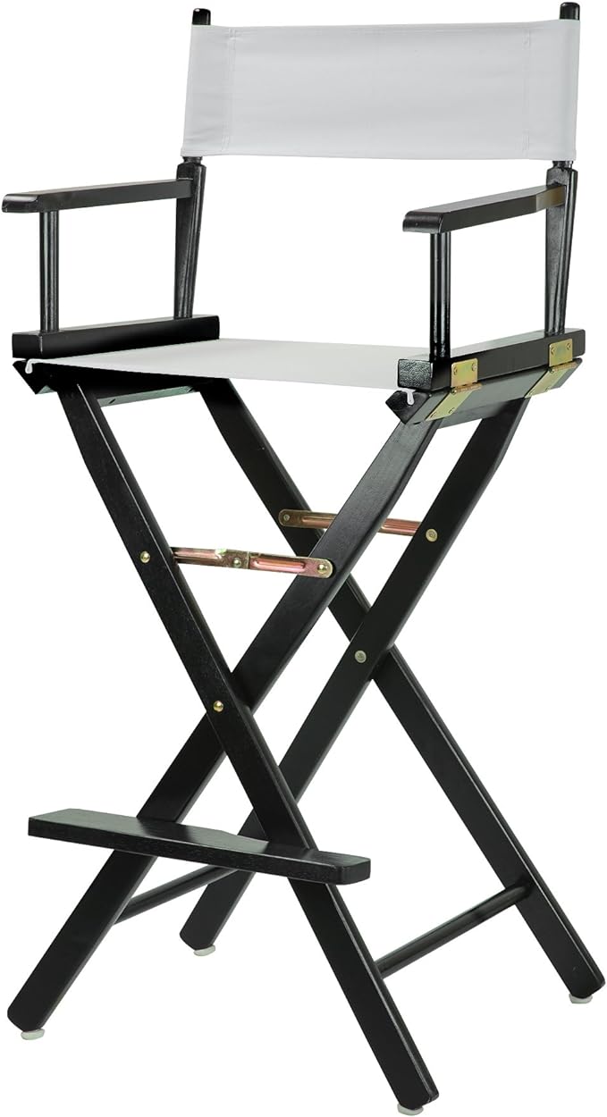 Casual Home 30" Director's Chair Black Frame-with White Canvas, Bar Height
