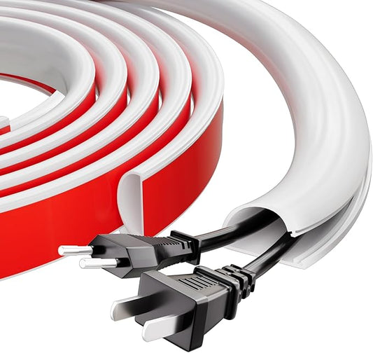 78" Silicone Cord Hider for Wall Mount TV,Large Self-Adhesive Cable Hider for 2-3 Cords,Cable Management Under Desk,Cord Organizer,Cable Raceway Home & Office Trim,Cord Concealer Channel,White