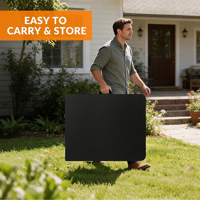 Lakhow Folding Table 6ft Heavy Duty Portable Plastic Fold-in-Half 6 Foot Foldable Table Indoor Outdoor with Parties, Camping Picnic,Folds in Half for Easy Storage, No Assembly Required, Black
