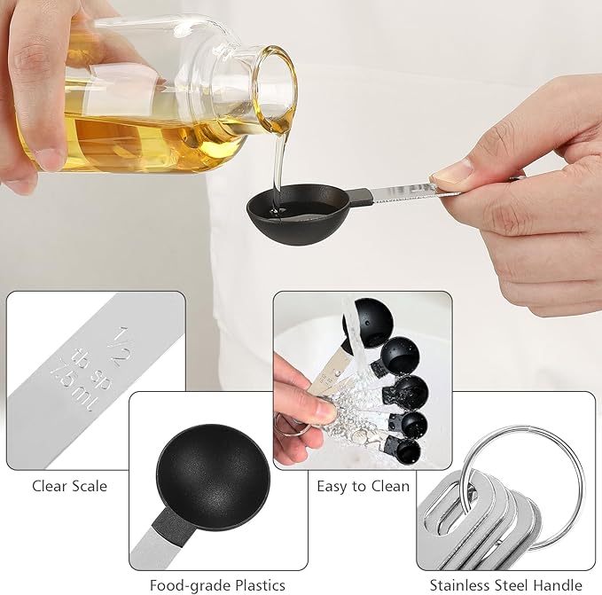 Accmor Measuring Cups & Spoons Set, 10 Pcs Plastic Cups and Spoons With Stainless Steel Handle, 5 Pcs Stainless Steel Cookie Cutters, Stackable Kitchen Gadgets Measure Tools for Cooking & Baking