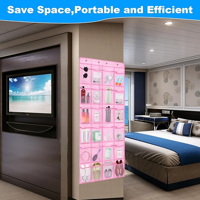 CTTZCKJ Over The Door Organizer For Cruise Ships|Magnetic Door Organizers with 24-Pocket for Cruise Ship|55"x21"|Cruise Over the Door Organizer,Magnetic Shoe Rack for Cruise,Behind-Door Storage