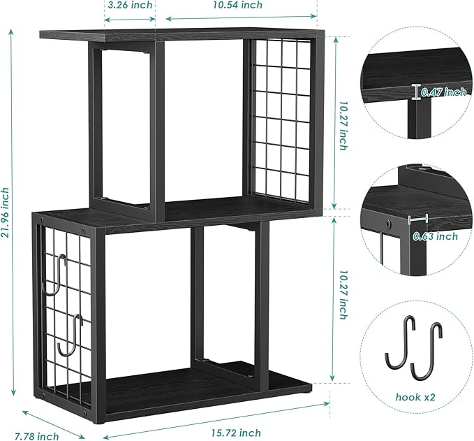 Small Bookshelf Desk Organizer，3-Tier Shelf for Top of Desk Workspace Organizers for Office Accessories, Black