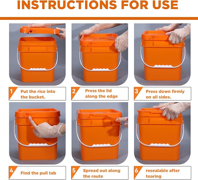 DEMORA 1Gallon Food Grade Square Plastic Bucket with Lid, Clear Airtight Storage Container, Reusable Pail for Kitchen Food Water Ice Cream Household Use 4Pcs (2 Orange+2 Transparent)
