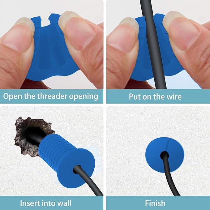 2 Pcs Starlink Cable Routing Kit for 1 Inch Wall Hole, Blue Silicone Wall Grommet for Ethernet Cable, Perforated Cable Punch Grommet, Starlink Accessories