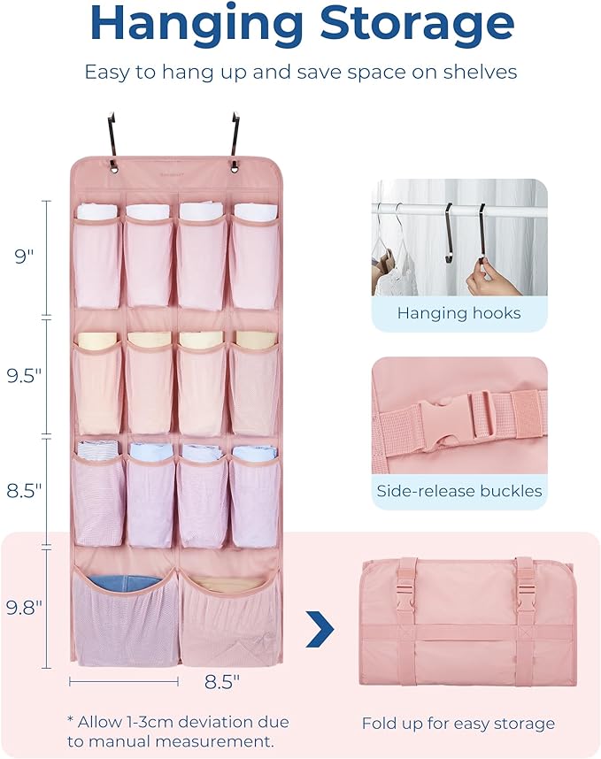 BAGSMART Hanging Compression Packing Cubes for Closet Organizers And Storage, 6 Set Suitcase Organizer Bags Set, Cruise Travel Essentials for Women | Hanging