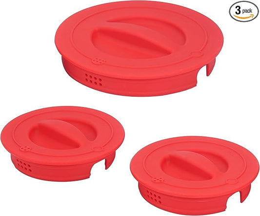 3 Pack Silicone Replacement Lids, Respectively Fits Pyrex 1-Cup, 2-Cup & 4-Cup Tempered Glass Liquid Measuring Cups, Reusable & Food-grade Silicone, Dishwasher & Microwave Safe
