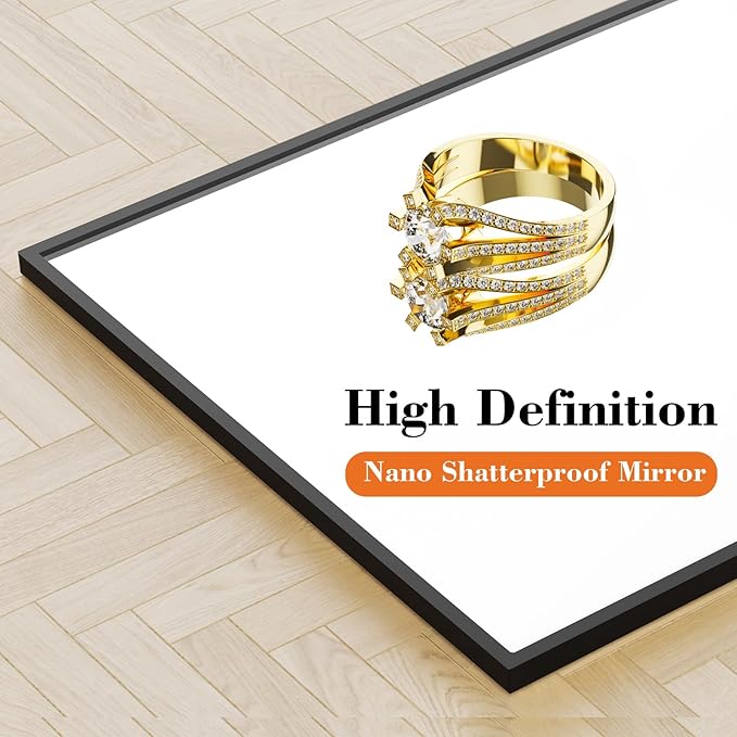 NEWBULIG 63.8"x20.8" Full Length Mirror, Full Body Floor Mirror with Aluminum Alloy Thin Frame, Wall or Standing Mirror for Bedroom, Living Room, Dressing Room, Black