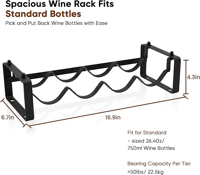 Wine Rack for Countertop – Stackable Freestanding Bottle Organizer for Kitchen, Pantry, Bar Cabinet & Small Spaces – Compact Metal Shelf & Modular Storage Stand (1-Tier)