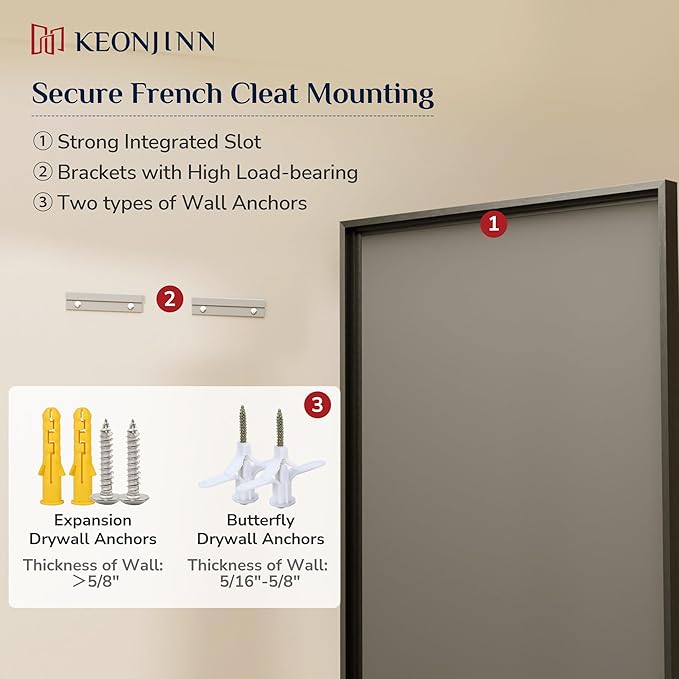 Keonjinn 30" x 36" Black Bathroom Vanity Mirror, Brushed Black Mirrors for Over Sink, Beveled Edge Tempered Glass, Aluminum Alloy Frame, Anti-Rust, Classic Rectangular Wall Mirror for Bedroom, Hallway