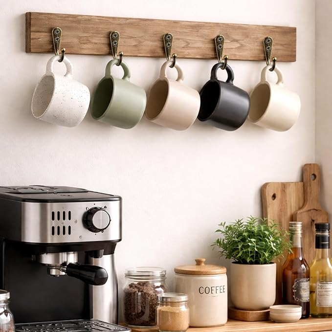 POZEAN 60 Pack Wall Hooks for Hanging, Heavy Duty Small Coat Hooks Wall Mounted for Living Room, Bathroom, Kitchen, Bedroom for Key, Cup, Bag, Hat, Scarf, and More (Bronze)