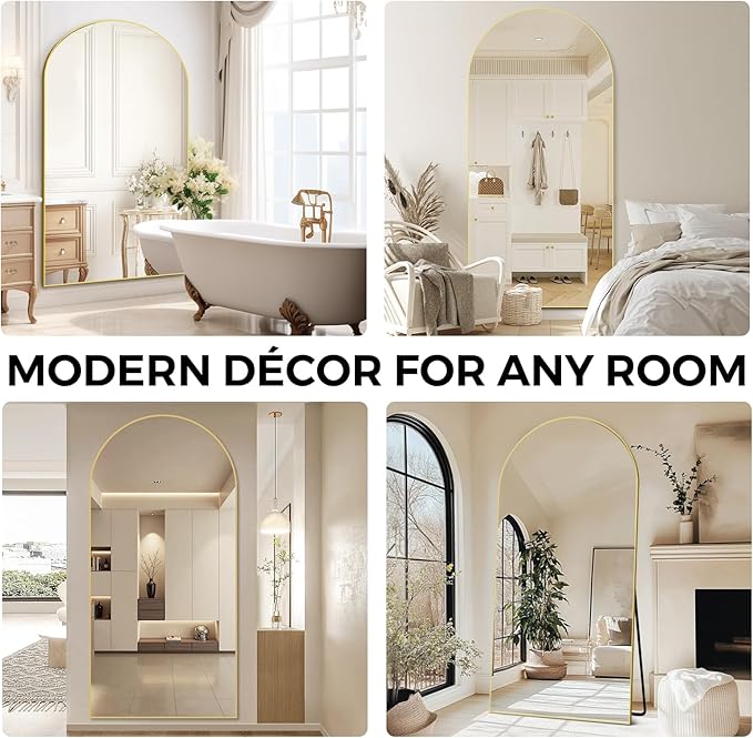 Oversized Full Length Mirror 78x38 Inch - Wall Mounted or Standing Floor Mirror with Aluminum Alloy Frame, Shatterproof Tempered Glass - Modern Mirror for Bedroom, Living Room, Closet, Gold