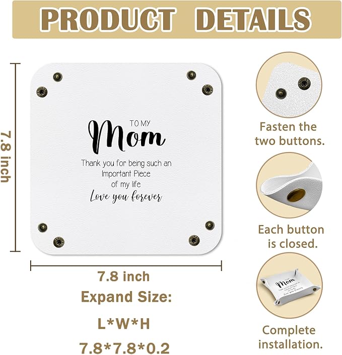 Mother s Day Gifts for Mom,Mother s day Gifts for Women Jewelry Valet Tray PU Catchall Beside Caddy Nightstand Organizer Tray for Jewelry Rings Watches Keys and Accessories