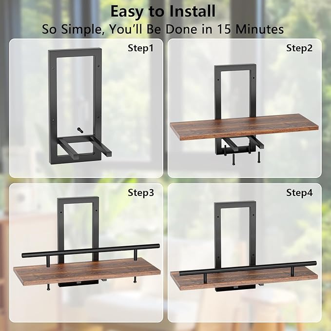 Sbosbo Floating Shelves for Wall, Plant Shelf Indoor, Wall Planters for Indoor Floating Plant Shelves for Bedroom, Living Room, Kitchen, Office, Bathroom Decor (2 Pack) (Black 02, 3)