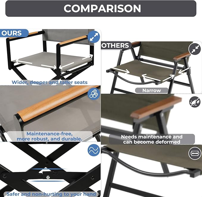 Grand patio 16-Piece Outdoor Dining Set, 14 Extra-Wide Folding Chairs & 2 Rectangle Expandable Table, Sling Mesh Patio Chairs with Wood Grain Table for Yard, Poolside, Deck, Gray
