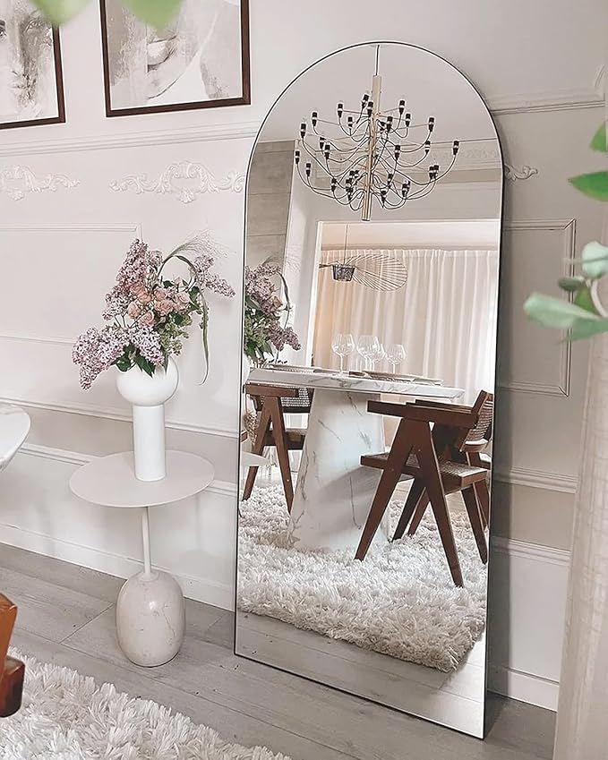 BEVERDY Arched Floor Mirror, 30" x 71" Oversized Full Body Mirror, Freestanding, Wall Mounted for Bedroom, Black