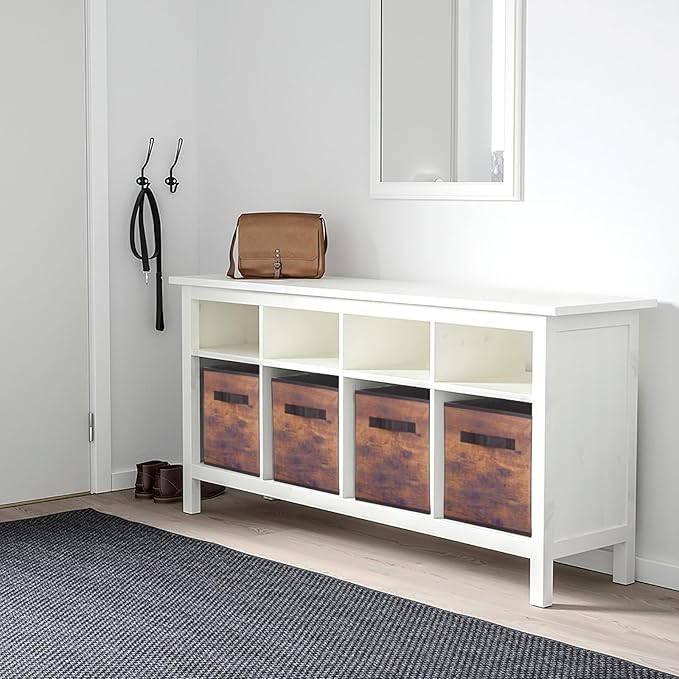 PowerKing Collapsible Storage Cubes with Handles, Fabric Foldable Bins for Closet Shelves, Durable Organization Storage Bins, 10.5'' x 11'' x 10.5'' (6Pack, Vintage Wood Grain)
