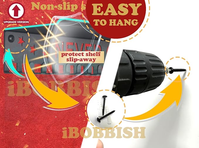 iBobbish Metal Medal Hanger Display,Non-Slip Trophy Shelf with 20 Hooks,Wall Mount,Heavy Duty,Non-Bent,Holds 22-33lbs,for Gymnastics,Race,Soccer,Swim