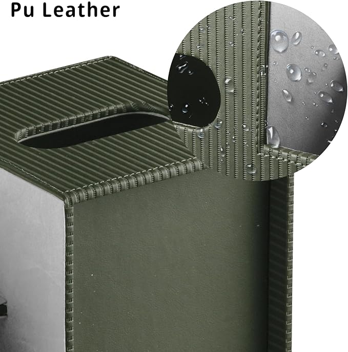 Modern PU Leather Cube Tissue Box Cover with Storage Tray, Multifunctional Remote Control Holder & Facial Tissue Dispenser Organizer for Nightstand, Bathroom, Bedroom, Office & Home Decor