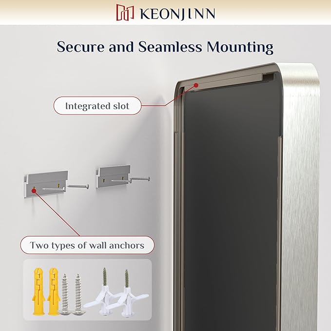 Keonjinn 24 x 30 Inch Brushed Nickel Bathroom Mirrors for Over Sink, Rounded Rectangle Silver Bathroom Vanity Mirror, Farmhouse Mirror for Wall, HD Tempered Glass, Anti-Rust Aluminum Alloy Mirror