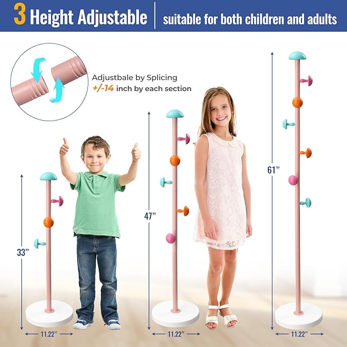 Space Saving Kids Coat Rack with 6 Cute Hooks - Durable Metal Organizer for Coats, Hats, and Bags - Easy Assembly, Tenant Friendly Design for Bedroom or Entryway