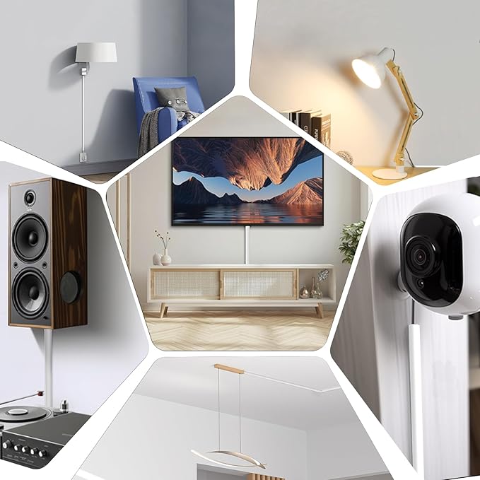 39" TV Cord Hider for Wall Mounted TV, Selfadhesive Wall Cable Hider for 2-3 Cords, Flexible Silicone White Cord Covers Wire Hiders for Cords on Wall,Babyproof Cable Concealer Racewasy Management