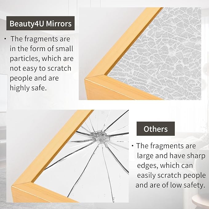 Beauty4U Full Length Mirror 76" x 34", Large Floor Mirror with Stand, Wall Mounted or Leaning, HD Tempered Glass Full Body Mirror for Bedroom, Living Room, Entryway, Gold Frame