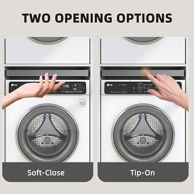 Hidden Pull Out Drying Rack, Extendable Pull Out Trousers Rack, Space Saving, Above Washing Machine Wardrobe, Aluminum Alloy, Tip-On, Depth 17.32in Width 26-28in White