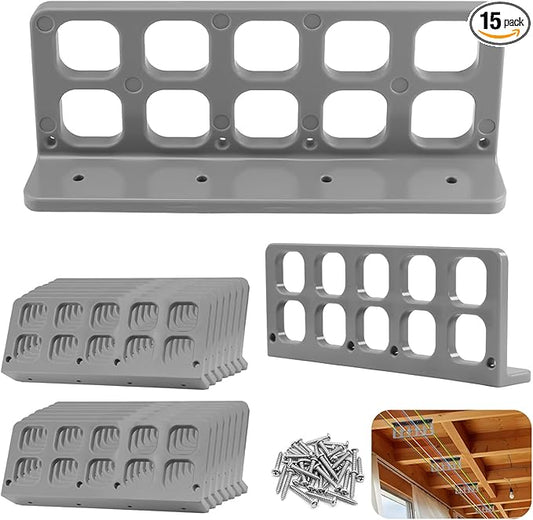 15 Pcs Cable Chase-Wire Bracket Fits NMB Electrical Cord Organized Management, Cable Support Wire Bracket Holder W/Screws, NM Cable Support Organizer, Electrical Wire Dispenser 10-Hole 1-Inch Diameter