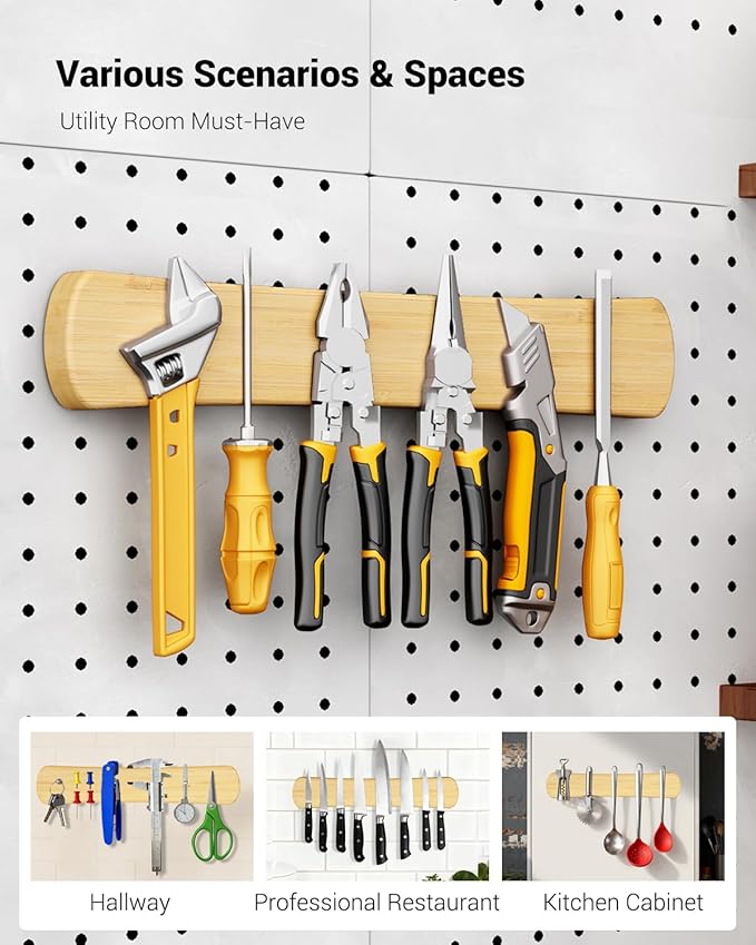Swaitee Magnetic Knife Holder for Wall, 18 Inch Bamboo Magnetic Knife Strip, Kitchen Storage Organizer, Fridge Side Mount, Housewarming Gifts for New Home