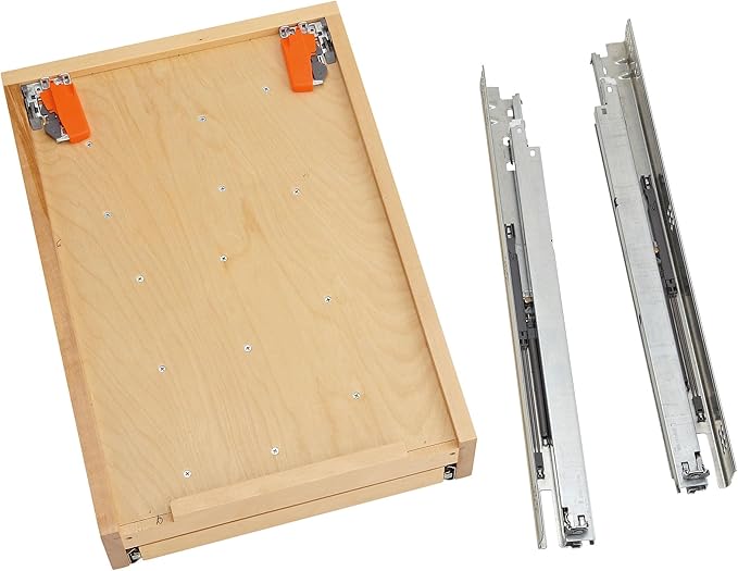 Rev-A-Shelf Maple Two-Tier Cutlery Replacement Drawer System w/BLUM Soft-Close for Face Frame Base Kitchen Cabinets, Kitchen Drawer Organizer, Min Opening Width of 12", 4WTCD-15HSC-1